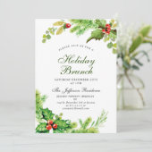 Holiday Brunch Red Holly Berry Kerstmis Kaart (Staand voorkant)