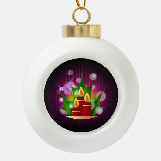 Holiday Candlelight Plum Ceramic Ball Ornament (Voorkant)