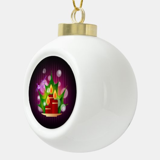 Holiday Candlelight Plum Ceramic Ball Ornament (Rechts)