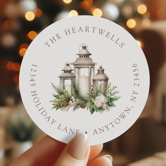 Holiday Candles Greenery Christmas Retouradres Ronde Sticker