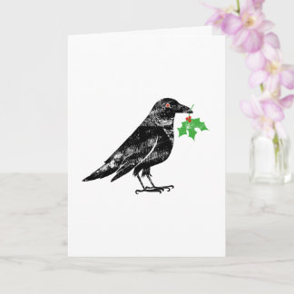 Holiday Card - Crow with Mistletoe  Kaart