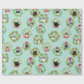 Holiday Cat Wreaths Cadeaupapier (Vlak)