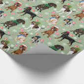 Holiday Celebration Coonhounds Green Cadeaupapier (Hoek)