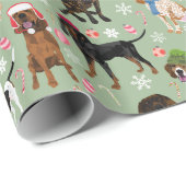 Holiday Celebration Coonhounds Green Cadeaupapier (Rol Hoek)