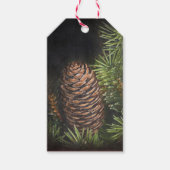 Holiday Chalk Drawn Pinecone en Pine Needles Cadeaulabel (Voorkant)