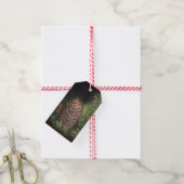 Holiday Chalk Drawn Pinecone en Pine Needles Cadeaulabel (Met Touw)