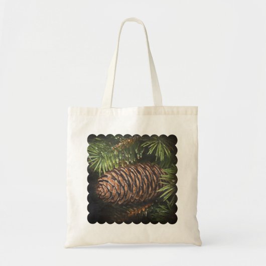 Holiday Chalk Drawn Pinecone en Pine Needles Tote Bag (Voorkant)