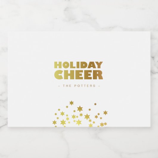 Holiday Cheer | Fun Christmas White & Gold Mini Likeurfles Etiket (Enkel label)