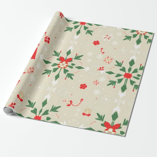 Holiday Cheer Gift Wrap Pattern Cadeaupapier (Uitgerold)