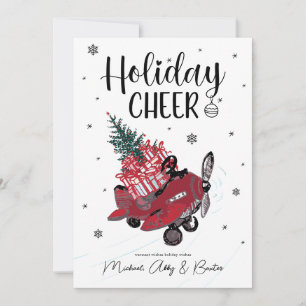 HOLIDAY CHEER   Kute Little Red Airplane Feestdagenkaart