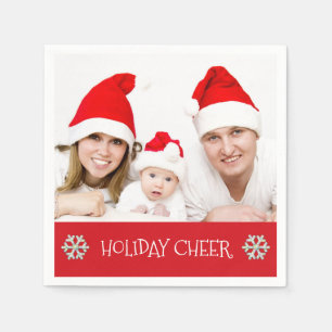 Holiday Cheer Modern Family Holiday Foto Napkins Servet