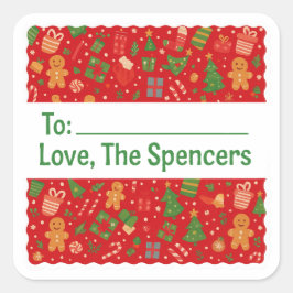 Holiday Cheer Personalized Christmas Vierkante Sticker