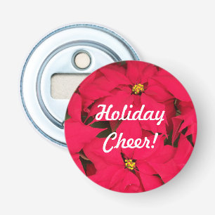 Holiday Cheer Poinsettias Button Flesopener