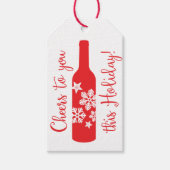 Holiday Cheer Wine Gift Red en White Cadeaulabel (Voorkant)