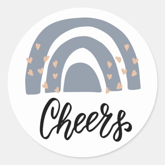 Holiday Cheers Boho Rainbow Modern Ronde Sticker (Voorkant)