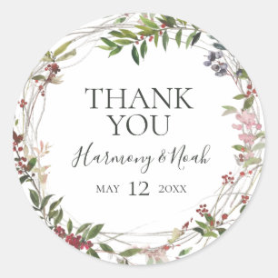 Holiday Chic Botanical Bedankt voor je huwelijk me Ronde Sticker