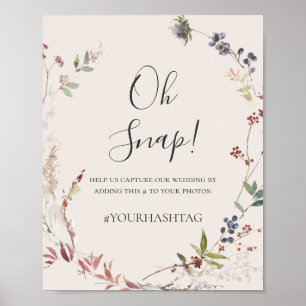 Holiday Chic Botanical   Champagne Oh Snap Hashtag Poster