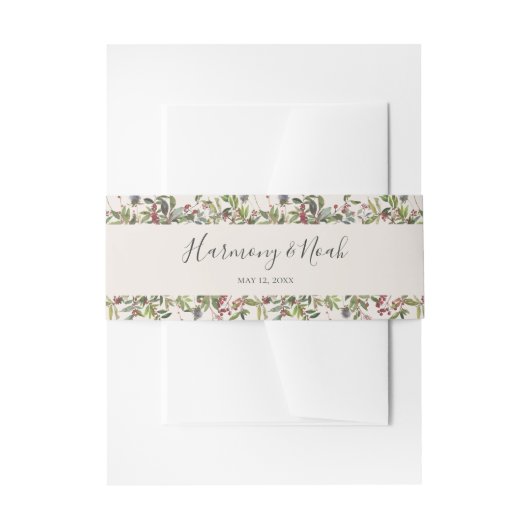 Holiday Chic Botanical | Champagne Wedding Uitnodigingen Wikkel (Voorkant Voorbeeld)