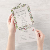 Holiday Chic Botanical | Champagne-zegel en zendin All In One Uitnodiging (Afscheurbaar)