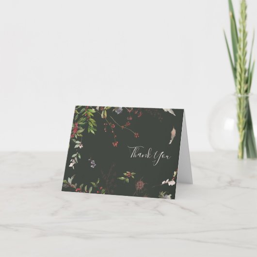 Holiday Chic Botanical | Donkergroene dank Bedankkaart (Voorkant)