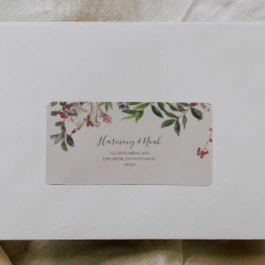 Holiday Chic Botanical Ivory RSVP Adresetiketten Etiket