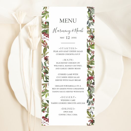 Holiday Chic Botanical | Menu Wit-weddenschap