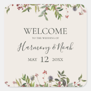 Holiday Chic Botanical Welkom bij Champagne Wedd Vierkante Sticker