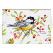 Holiday Chickadee Blank Note Greeting Card (Devant horizontal)