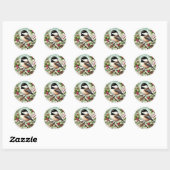 Holiday Chickadee Ronde Sticker (Vel)