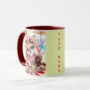 Holiday Chihuahua Strand Relaxatie (Rood) Mok