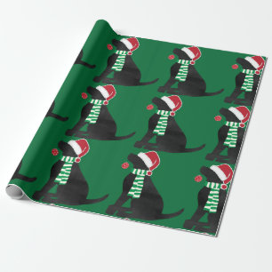 Holiday Christmas Black Lab Groen Cadeaupapier