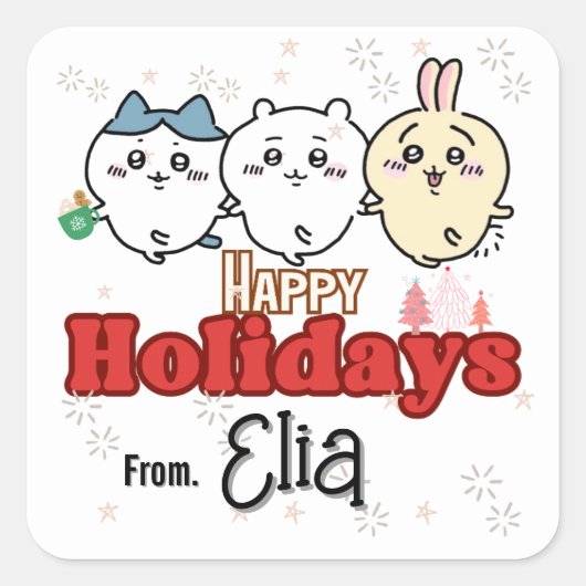 Holiday Christmas friends cute stickers (Devant)