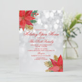 Holiday Christmas Open House Poinsettia Invitation (Debout devant)