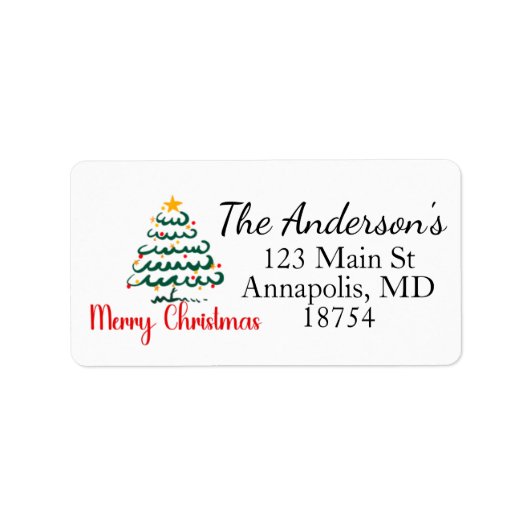 Holiday Christmas Tree Return Address Label (Voorkant)
