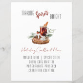 Holiday Cocktail Bar Menu Party Sign (Voorkant)