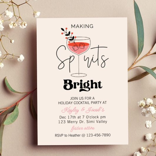 Holiday Cocktail, Festive Drinks Christmas, fun Feestdagenkaart