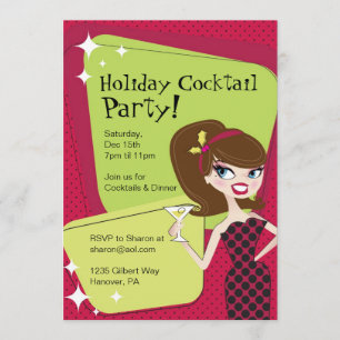 Holiday Cocktail Party Retro Woman met Martini Kaart