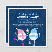 Holiday Cookie Swap Happy Snowmen Uitnodiging (Voorkant / Achterkant)