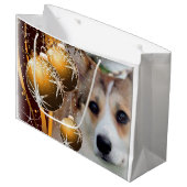 Holiday Corgi met lampen Large Cadeautasje (Voorkant Gekanteld)