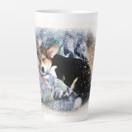 Holiday Corgi Puppy Latte Mok (Voorkant)