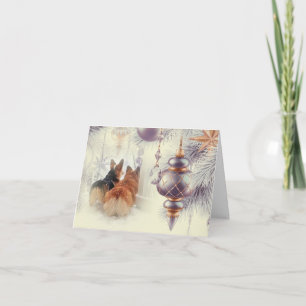 Holiday Corgis in de sneeuw Feestdagen Kaart