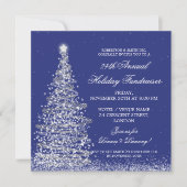 Holiday Corporate Fundraiser Gala Silver Navy Blue Kaart (Voorkant)