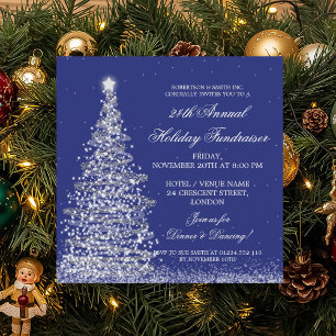 Holiday Corporate Fundraiser Gala Silver Navy Blue Kaart