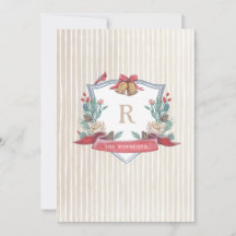 Holiday Crest - Familie Monogram - Kerstkaart