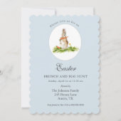 Holiday Cute blue Bunny Easter brunch & Egg Hunch Feestdagenkaart (Voorkant)