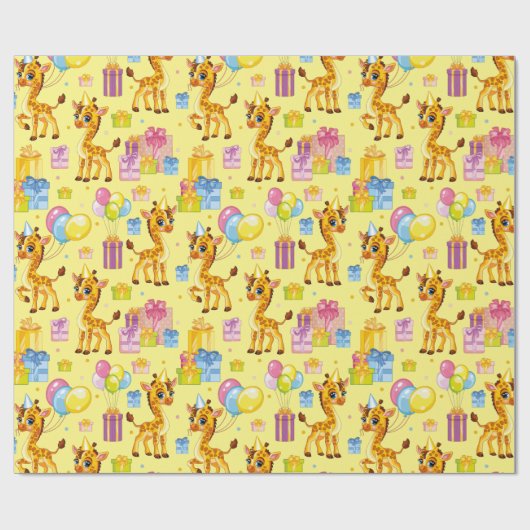 Holiday cute cartoon giraffe cadeaupapier (Vlak)