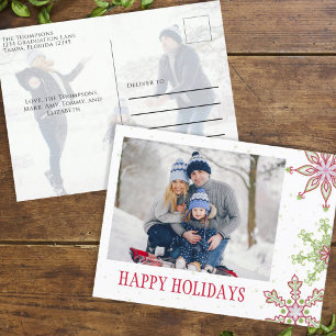 Holiday Cute Snowflake Whimsical Colorful 2 Foto Feestdagenkaart