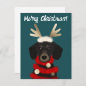 Holiday Dachshund Feestdagenkaart (Voorkant / Achterkant)