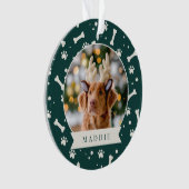 Holiday Dog Bone & Pawprint Persoonlijke foto van Ornament (voorkant)