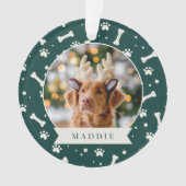 Holiday Dog Bone & Pawprint Persoonlijke foto van Ornament (voorkant)